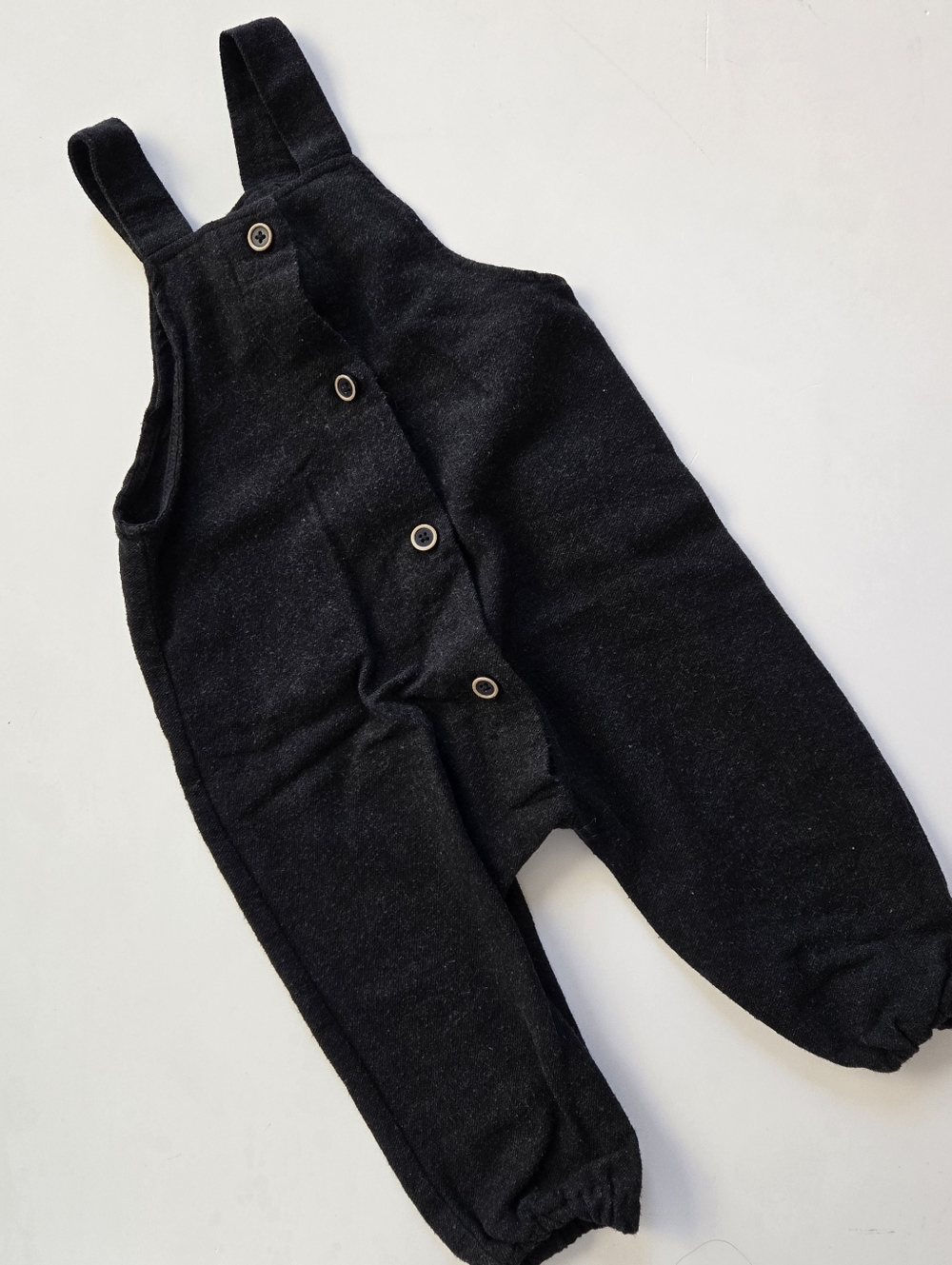 Zara Black Grey Button-Front Kids Flannel  Like Overalls 12-18m